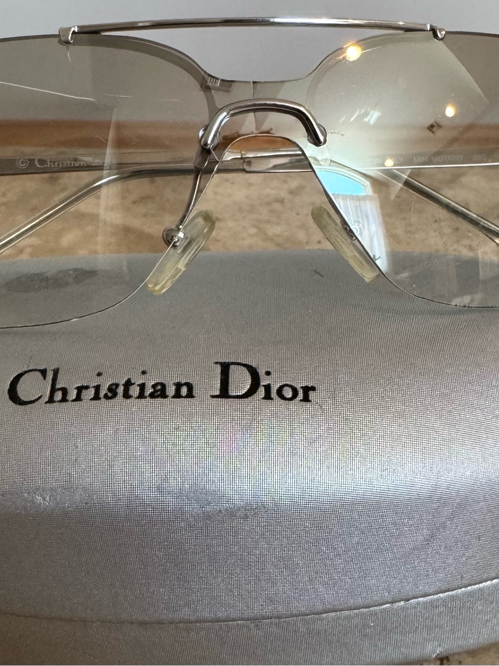 Dior Vintage Mini Motard Sunglasses with Gradient Clear Lens Silver Frame